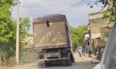 नांगल चौधरी में ओवरलोड डंपरों का आतंक, बिना नंबर प्लेट दौड़ रहे वाहन