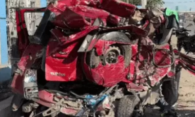 सोनीपत हाईवे पर हादसे के बाद क्षतिग्रस्त का