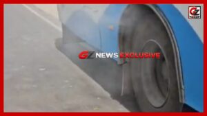 नारनौल रोडवेज बस के टायर ड्रम में लगी आग