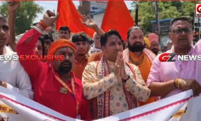 पैदल मार्च के दौरान गौ रक्षकों ने हाथ जोड़कर की गौ माता की सेवा और संरक्षण की अपील।