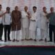 नांगल चौधरी में रोहताश जांगड़ा की नियुक्ति पर जांगिड़ समाज के लोग जश्न मनाते हुए।