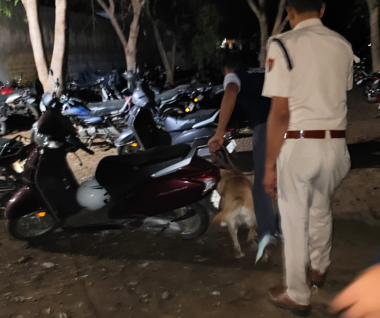 नारनौल के सार्वजनिक स्थलों पर तलाशी अभियान चलाती जिला पुलिस।