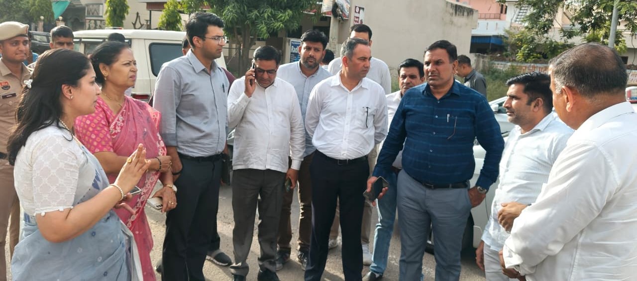 सेक्टर में सुविधाओं का जायजा लेती डीसी अनुपमा अंजली।