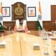 नई दिल्ली में पेयजल आपूर्ति को लेकर अधिकारियों के साथ समीक्षा बैठक करते मुख्यमंत्री नायब सिंह सैनी।