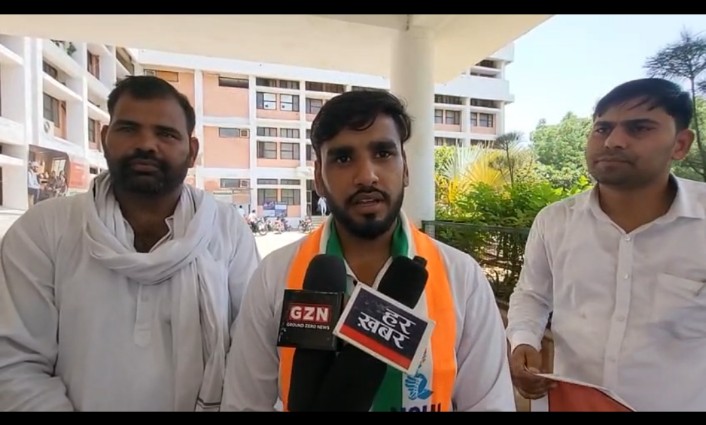 महेंद्रगढ़ में कानून व्यवस्था को लेकर भाजपा सरकार पर सवाल उठाते एडवोकेट एवं पूर्व एनएसयूआई महासचिव प्रवीण शेरावत।