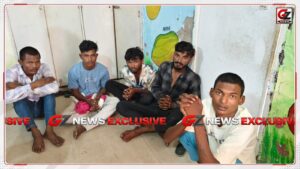 महेंद्रगढ़ में सीआईए और पारदी गुलेल गैंग के बीच मुठभेड़ के बाद गिरफ्तार आरोपी और बरामद हथियारों के साथ पुलिस टीम।