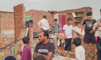 गांव पाठखोरी में तूफान के बाद क्षतिग्रस्त मकान