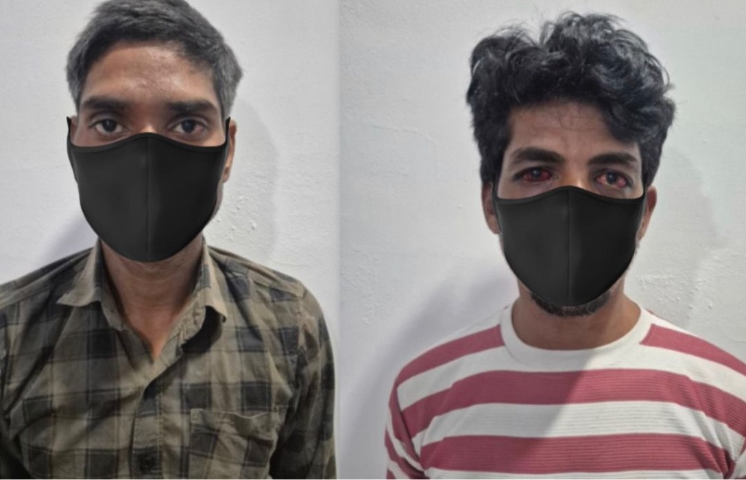 मंदिर चोरी मामले में गिरफ्तार आरोपी पुलिस हिरासत में।