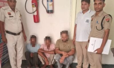 रेवाड़ी पेट्रोल पंप चोरी मामले में गिरफ्तार आरोपी पुलिस हिरासत में।