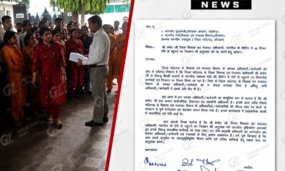 नारनौल में डीडीपीओ प्रमोद कुमार के समर्थन में ज्ञापन सौंपते विकास एवं पंचायत विभाग के अधिकारी और कर्मचारी।