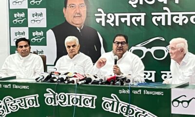 चंडीगढ़ में प्रेस वार्ता करते इनेलो नेता अभय सिंह चौटाला