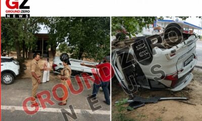 आगरा-ग्वालियर हाईवे पर हादसे के बाद क्षतिग्रस्त वाहन और राहत कार्य में जुटी पुलिस।