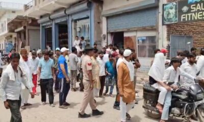 पुनहाना में यूपी सिंचाई विभाग की भूमि का सीमांकन और पैमाइश करती संयुक्त टीम।