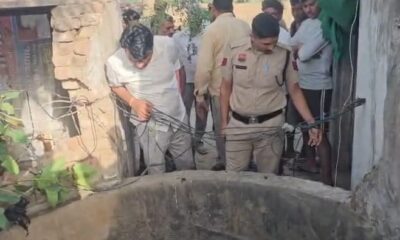 नांगल चौधरी क्षेत्र में खेत के बंद कुएं से शव निकालती पुलिस
